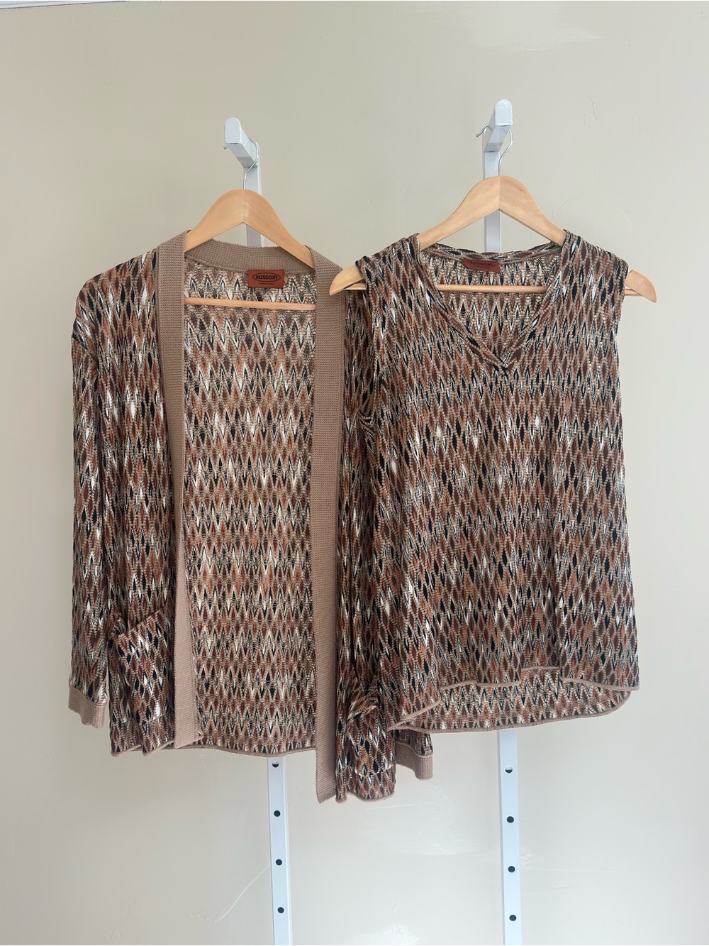1990s Missoni Made in Italy Metallic Knit Cardigan & Vest Twin Set Estimated M/L